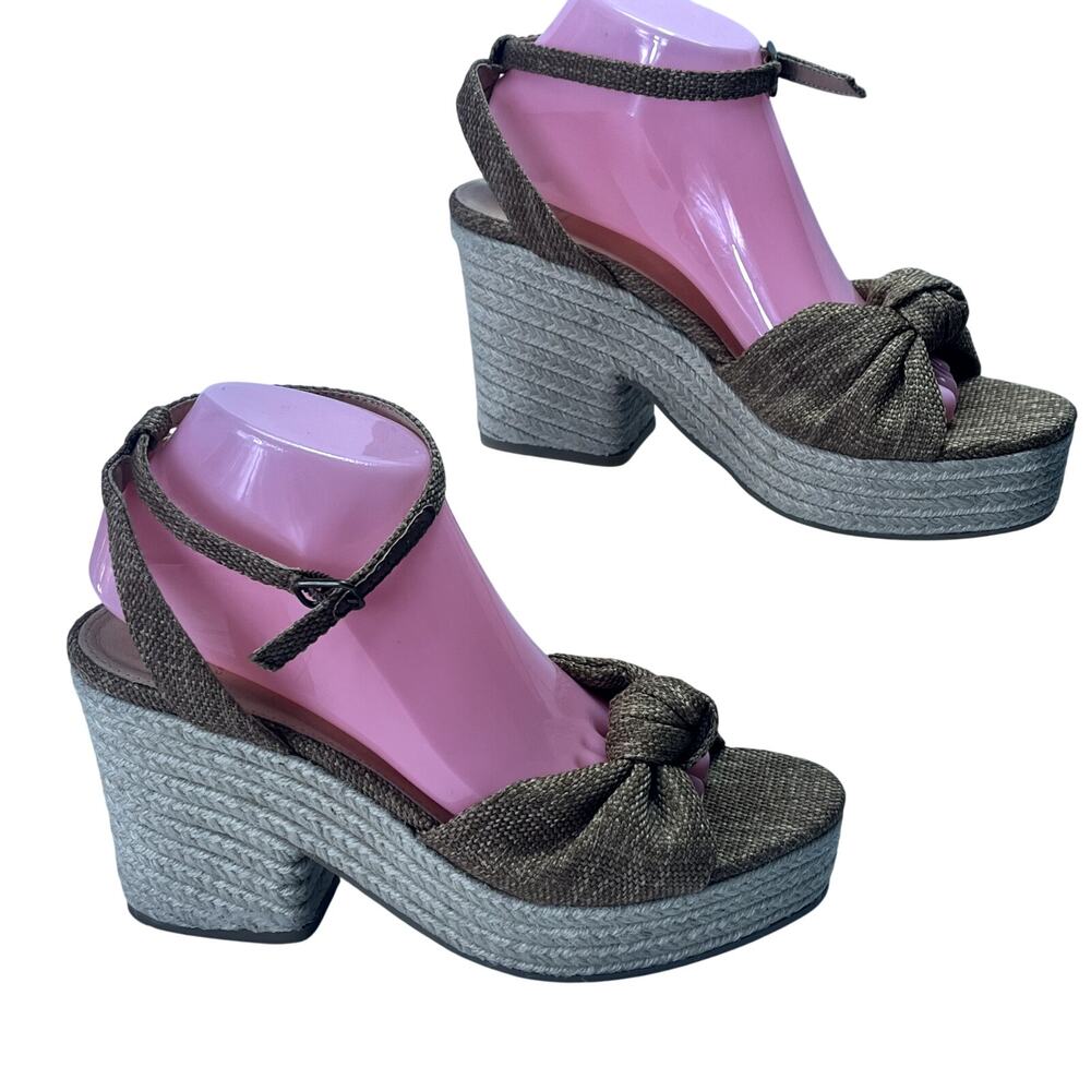 Oasis Society Sandals Women 10 Mackenzie Espadrille Wedge Woven Tan